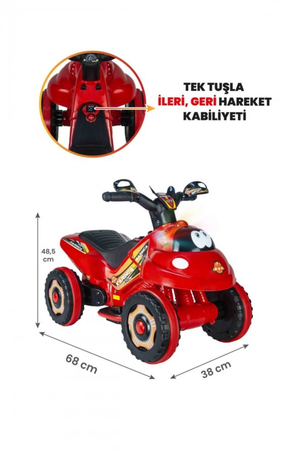 Uj Toys Müzikli Ve Led Işıklı Karınca Akülü Atv 6v-kırmızı ürün görseli 1