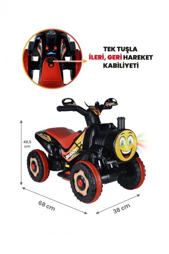 Uj Toys Müzikli Ve Led Işıklı Buddy Akülü Atv 6v-siyah ürün görseli 1