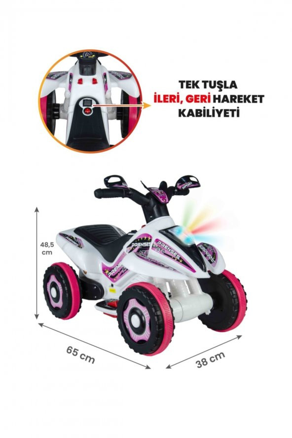 Uj Toys  Akülü Atv 6v Safari Beyaz Prenses ürün görseli 1
