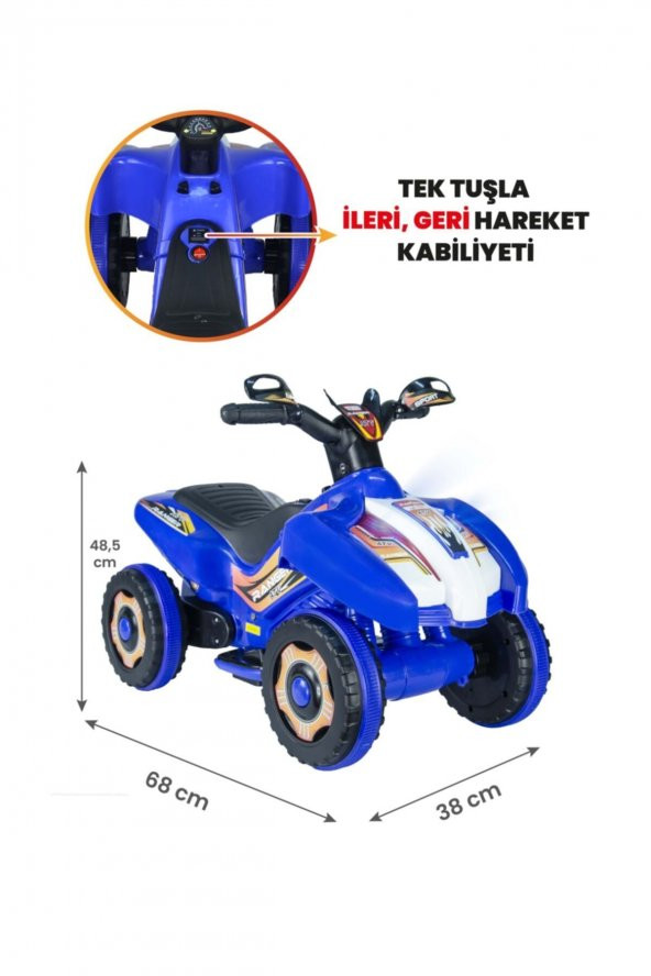 Uj Toys Müzikli Ve Led Işıklı Ranger Akülü Atv 6v-mavi ürün görseli 1