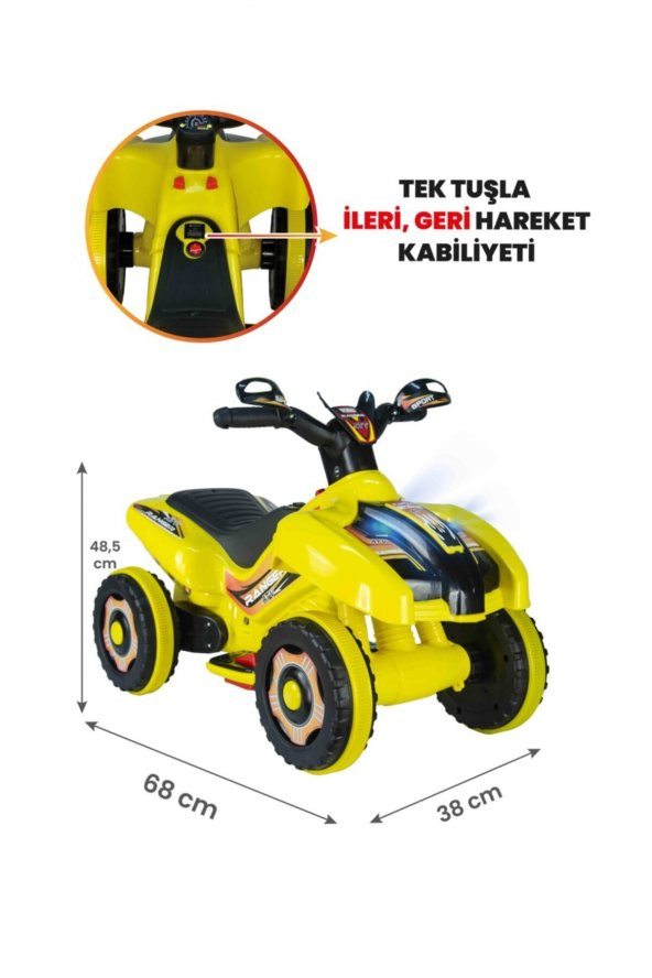 Uj Toys Müzikli Ve Led Işıklı Ranger Akülü Atv 6v-sarı ürün görseli 1
