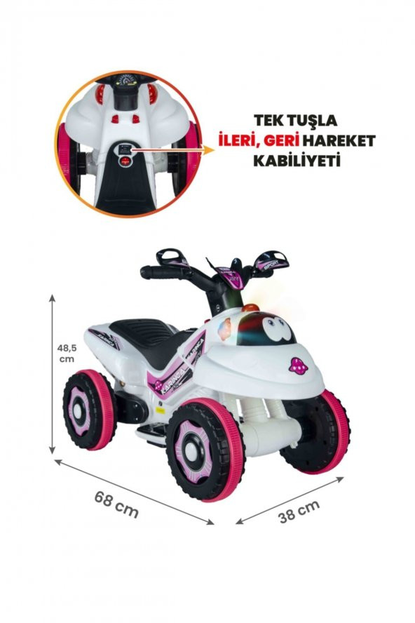 Uj Toys Müzikli Ve Led Işıklı Karınca Akülü Atv 6v-beyaz Prenses ürün görseli 1