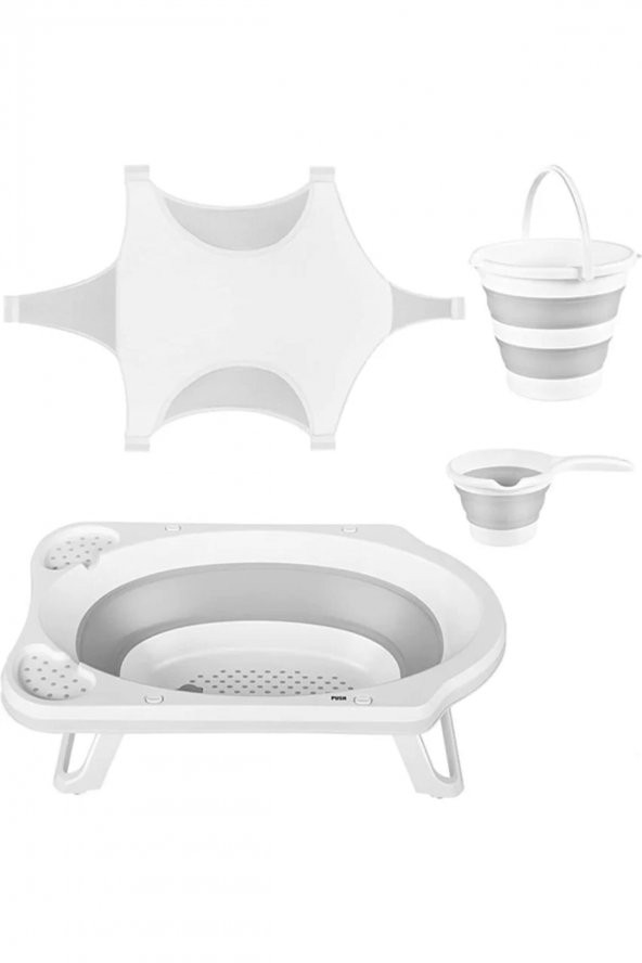 Katlanır Bebek Yıkama Banyo Seti 4 Parça / Gri ürün görseli 1