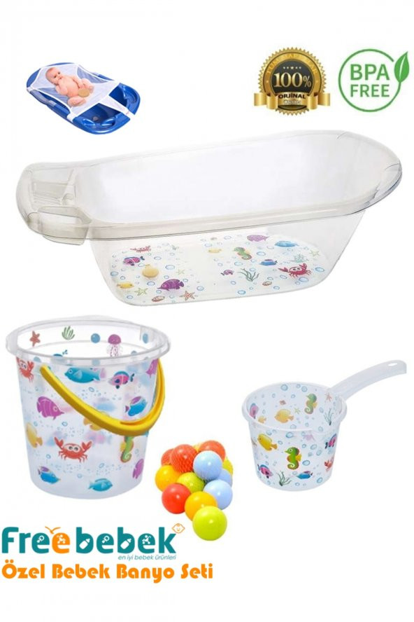 Fileli Şeffaf Bebek Küveti Ve Banyo Seti 5 Parça ürün görseli 1