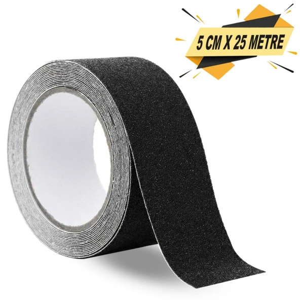 Merdiven Zemin Kaydırmaz Bant Yapışkanlı Kaymaz Bant Siyah 5 cm x 25 METRE ürün görseli 1