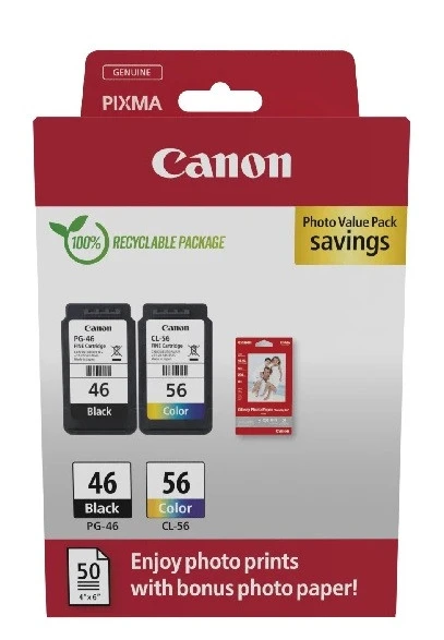 CANON PG-46 VE CL-56 ORJİNAL KARTUŞ SETİ    ( FOTOĞRAF KAĞIDI HEDİYELİ ) ürün görseli 1