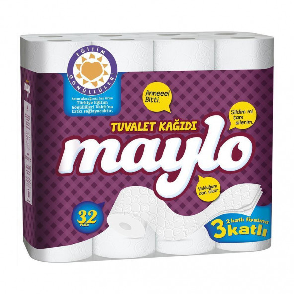 Maylo 3 Katlı Tuvalet Kağıdı 32'li ürün görseli 1