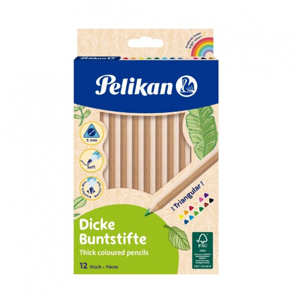 Pelikan Jumbo Ahşap Gövdeli Kuru Boya Kalemi 12li ürün görseli 1