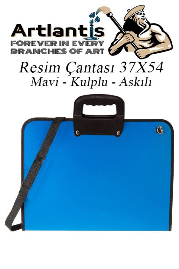 Mavi Resim Çantası Fermuarlı Kulplu 37x54 cm 1 Adet Teknik Resim Dosya Çantası 35x50 cm Askılı Proje Çantası Okul Sınıf ürün görseli 1