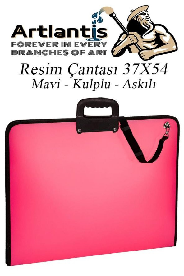 Pembe Resim Çantası Fermuarlı Kulplu 37x54 cm 1 Adet Teknik Resim Dosya Çantası 35x50 cm Askılı Proje Çantası Okul Sınıf ürün görseli 1