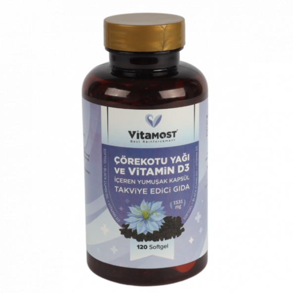 Vitamost Çörekotu Yağı Ve Vitamin D 120 Yumuşak Kapsül ürün görseli 1