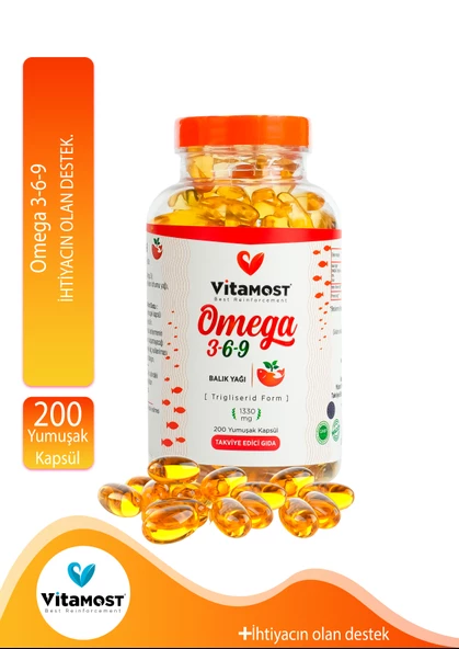 Omega 369 200 Kapsül 1330 Mg (omega3, Fish Oil, Balık Yağı ) ürün görseli 1