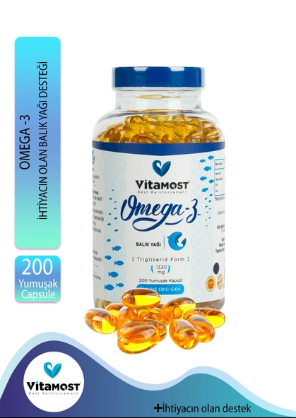 Omega 3 Balık Yağı 200 Yumuşak Kapsül ürün görseli 1