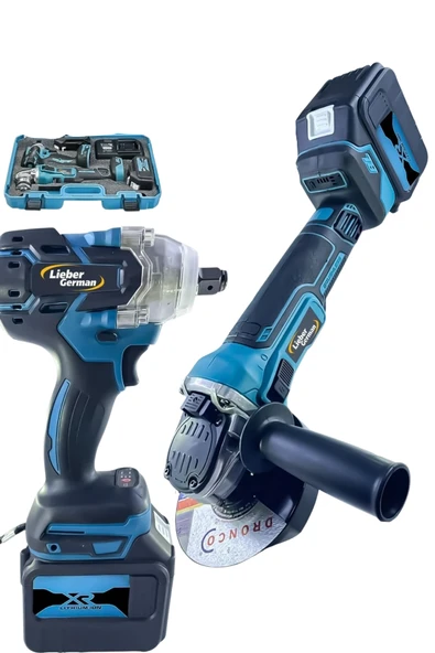 Lieber German Full Set 21 Volt 3 Ah Kömürsüz Motor Akülü Şarjlı Taşlama Ve Bijon Somun Sökme Sıkma Makinası ürün görseli 1