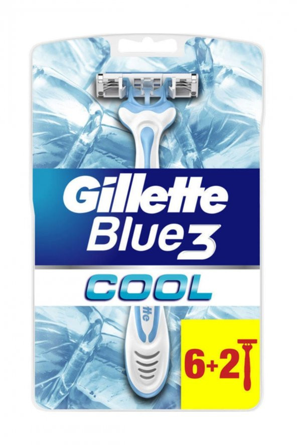 Gillette Blue3 cool  açık mavi Kullan At Vakumlu 6+2 set ürün görseli 1