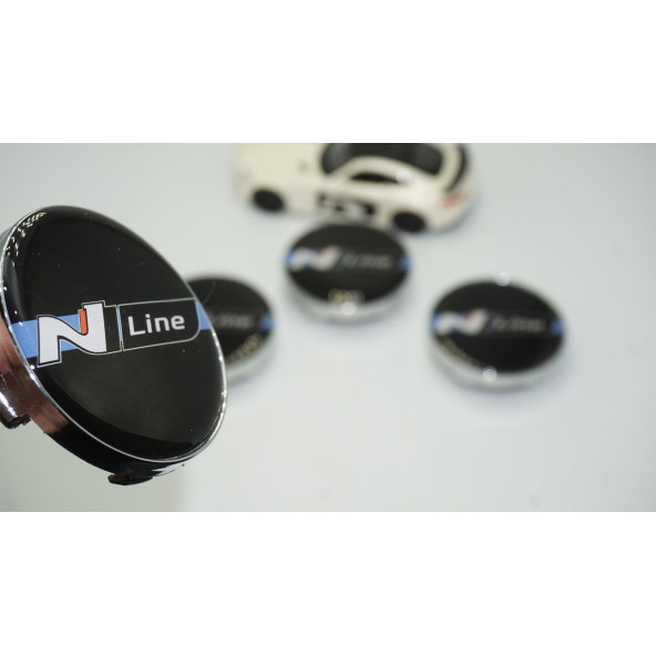 Hyundai N Line Logo Gümüş Siyah Jant Göbeği Kapak Seti 60mm ürün görseli 1