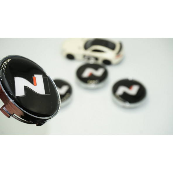 Hyundai N Line Logo Jant Göbeği Gümüş Siyah Kapak Seti 60mm ürün görseli 1