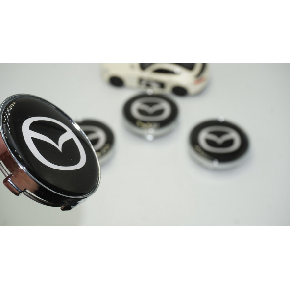 Mazda Jant Göbeği Gümüş Siyah Kapak Seti 60mm ürün görseli 1