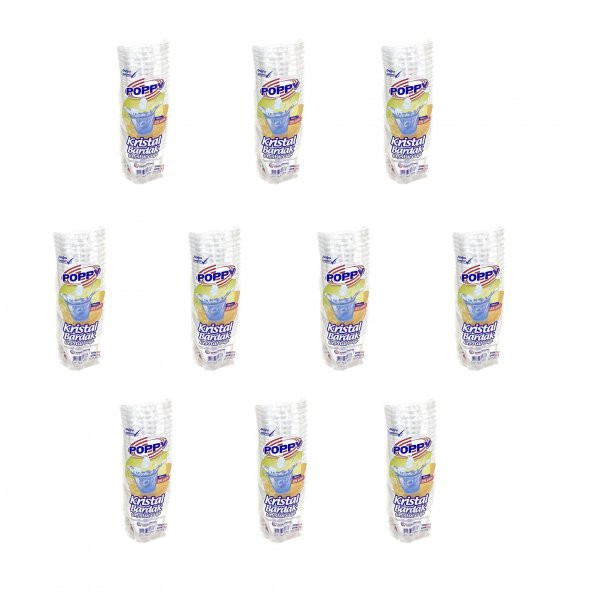Poppy Şeffaf Plastik Kristal Bardak - 180 Cc. - 180 Ml. - 25 Adetlik 10 Paket ürün görseli 1