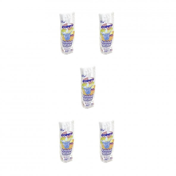 Poppy Şeffaf Plastik Kristal Bardak - 180 Cc. - 180 Ml. - 25 Adetlik 5 Paket ürün görseli 1