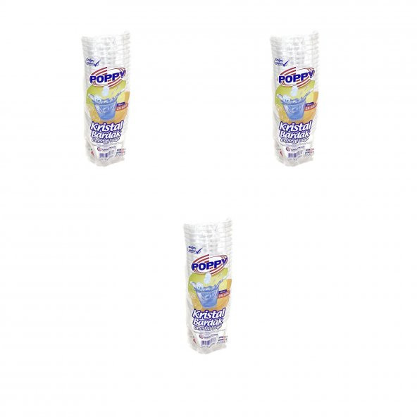 Poppy Şeffaf Plastik Kristal Bardak - 180 Cc. - 180 Ml. - 25 Adetlik 3 Paket ürün görseli 1