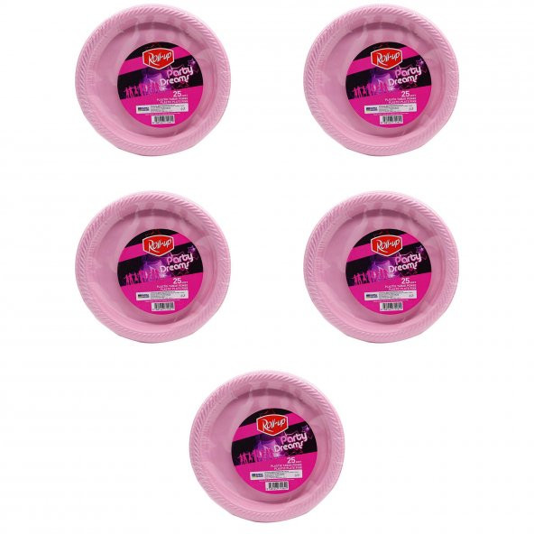 Roll-Up Kullan At Renkli Pembe Parti Davet Plastik Tabak - 22 Cm. - 25 Adetlik 5 Paket ürün görseli 1