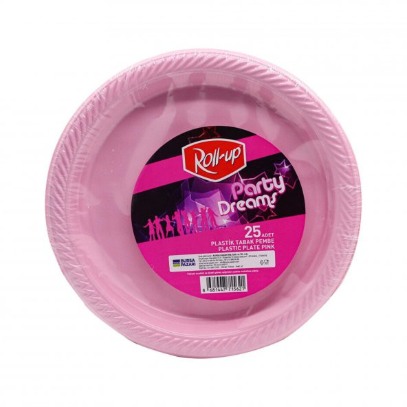 Roll-Up Kullan At Renkli Pembe Parti Davet Plastik Tabak - 22 Cm. - 25 Adetlik Paket ürün görseli 1