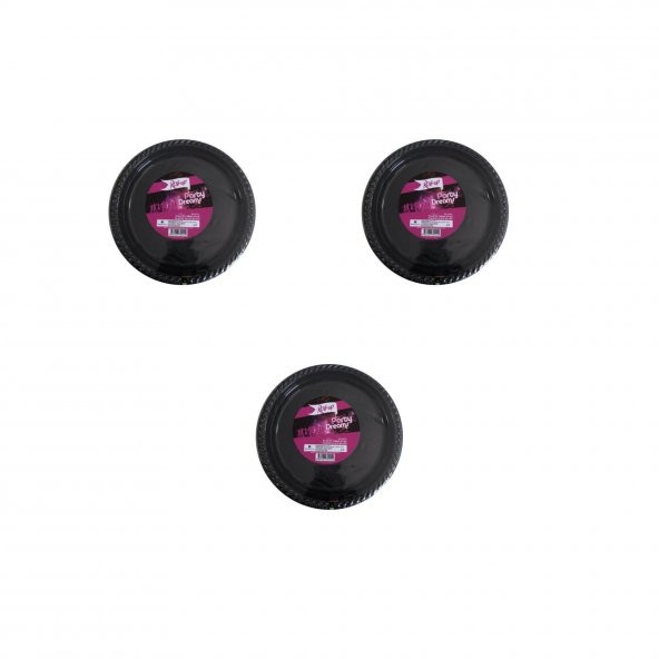 Roll-Up Kullan At Renkli Siyah Parti Davet Plastik Tabak - 22 Cm. - 25 Adetlik 3 Paket ürün görseli 1