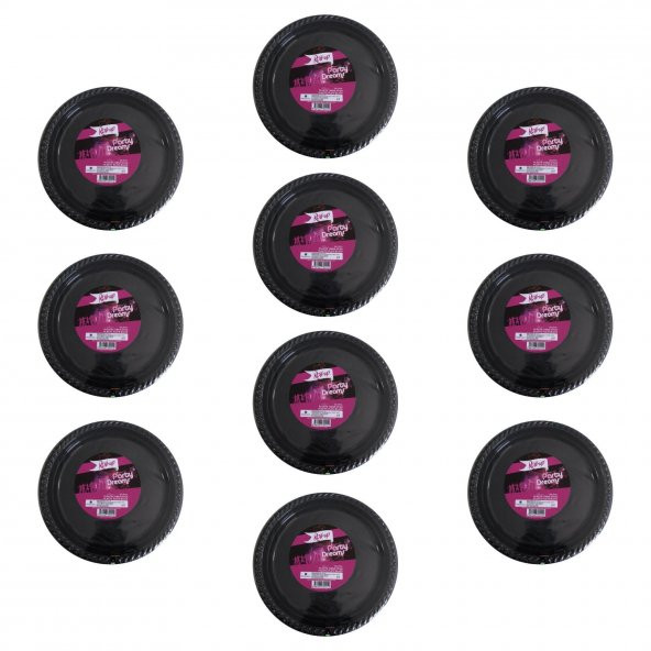 Roll-Up Kullan At Renkli Siyah Parti Davet Plastik Tabak - 22 Cm. - 25 Adetlik 10 Paket ürün görseli 1