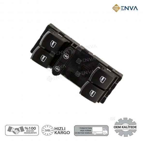 Enva SEAT ALHAMBRA SOL ÖN CAM AÇMA DÜĞMESİ ANAHTARI 2012-2016 (KROMLU) ürün görseli 1