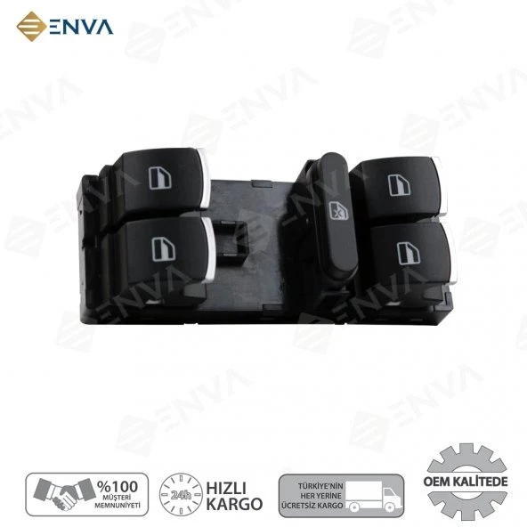 Enva SEAT ALTEA CAM AÇMA ANAHTARI DÜĞMESİ 2004-2015 (KROMLU) ürün görseli 1