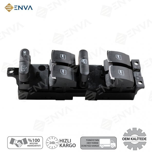 Enva VOLKSWAGEN GOLF / BORA / PASSAT CAM AÇMA DÜĞMESİ ANAHTARI KROM ürün görseli 1