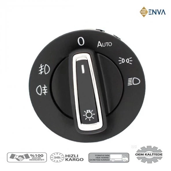 Enva VOLKSWAGEN TİGUAN FAR AÇMA ANAHTARI DÜĞMESİ 2016-2019 (AUTOLU) (ÇİFT SİSLİ) ürün görseli 1
