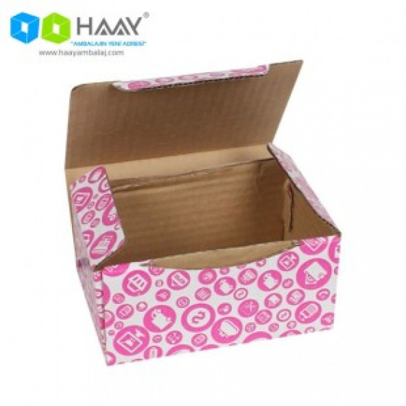 HAAY AMBALAJ 15,5x11x7,5 Cm Alışveriş Temalı Pembe Kutu ( 15 ADET) ürün görseli 1