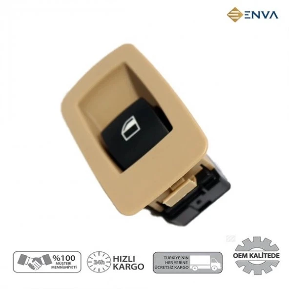 Enva BMW 3.18 SAĞ ÖN - SAĞ / SOL ARKA KAPI CAM AÇMA DÜĞMESİ 2006-2011 (BEJ) ürün görseli 1