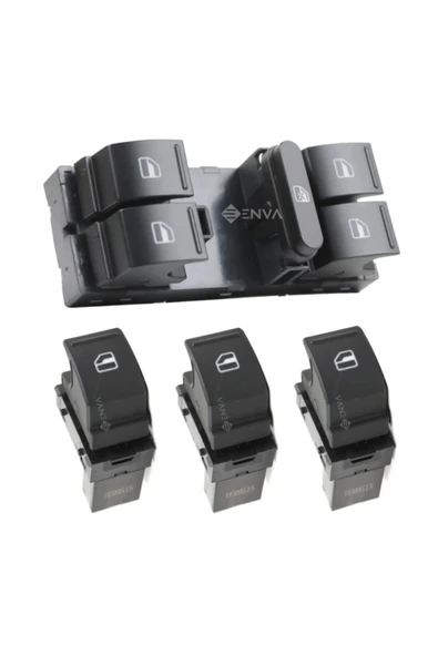 Enva Otomotiv SKODA FABİA DÖRTLÜ + TEKLİ CAM AÇMA DÜĞMESİ TAKIM 20082014 ürün görseli 1