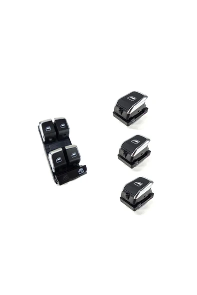 Enva Otomotiv AUDİ A4 DÖRTLÜ + TEKLİ CAM AÇMA DÜĞMESİ TAKIMI 2009-2014 (KROMLU) ürün görseli 1