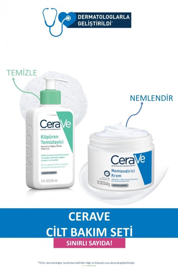 Cilt Bakım Seti Köpüren Temizleyici 236 ml + Nemlendirici Krem Kavanoz 340 gr ürün görseli 1