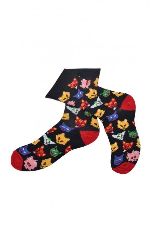 Flora Erkek Kedi-Köpek Desenli Hareketli Çorap Siyah  - 41/44 ürün görseli 1