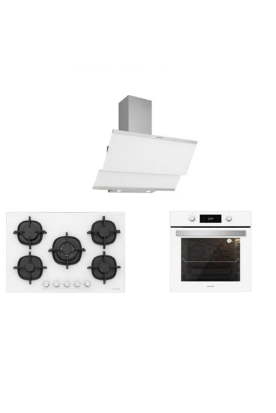 Silverline Beyaz Cam Ankastre Set 5 Yıl Garanti (3420 Classy 60+cs5364w01+bo6504w01) ürün görseli 1