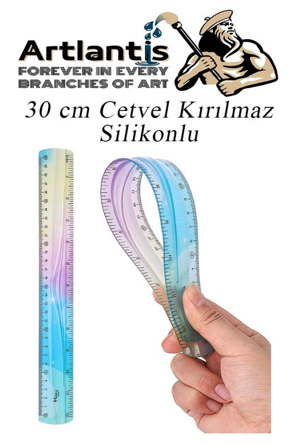 Kırılmaz Cetvel 30 Cm Silikonlu Gökkuşağı 1 Adet Flexible Silikonlu Cetvel Büro Okul Sınıf ürün görseli 1