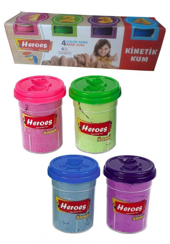 Kinetik Kum 4 Renk 800 gr 1 Paket Oyun Kumu 4 lü Okul Öncesi Kreş Hobi Aktivite ürün görseli 1