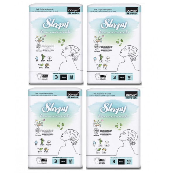 Sleepy Bio Natural Premium Plus Hijyenik Ped Gece 72 Adet ürün görseli 1