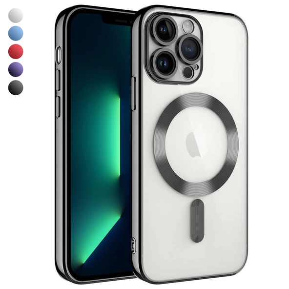 iPhone 13 Pro Max Kılıf Magsafe Özellikli Metal Lazer Silikon Kapak ürün görseli 1
