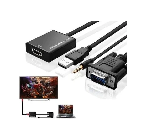 Vga To Hdmi Sesli Çevirici Dönüştürücü Kablo ürün görseli 1