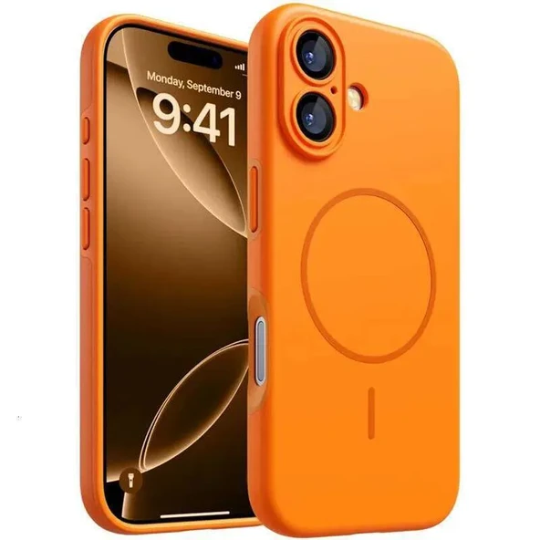 Apple iPhone 17 için Kamera Korumalı Silikon Kılıf - Turuncu ürün görseli 1