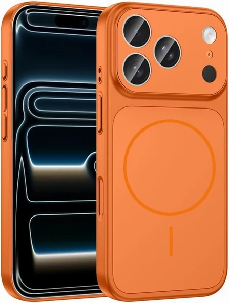 Apple iPhone 17 Pro için Kamera Korumalı Silikon Kılıf - Turuncu ürün görseli 1