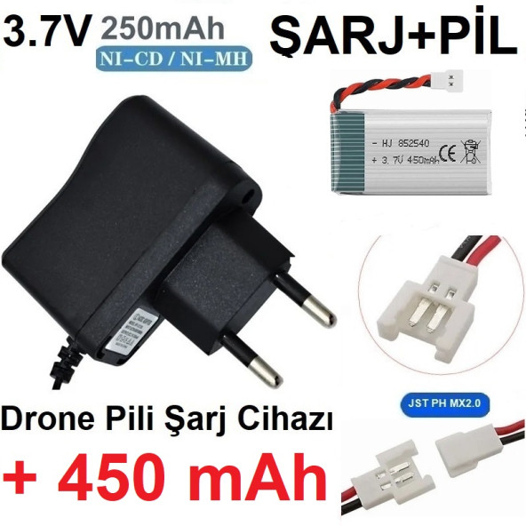 Drone Pili Şarj Cihazı + 450 Mah Pil Jst Ph Mx2.0 Fiş Güç Adaptörü 2 Yıl Garanti SINEKBIT11396 ürün görseli 1