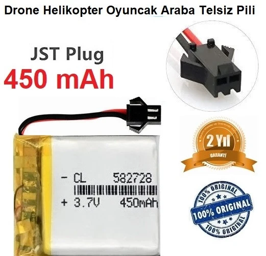 450 Mah 3.7v Siyah Soket Drone Helikopter Oyuncak Araba Telsiz Telefon Pili SINEKBIT11767 ürün görseli 1