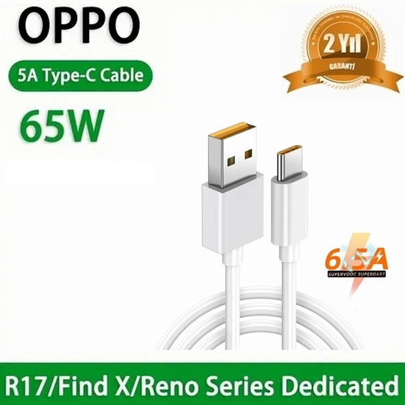 Oppo Vooc Type-C Şarj ve Data Kablosu 65w 6.5a Realme SuperDart SINEKBIT12473 ürün görseli 1
